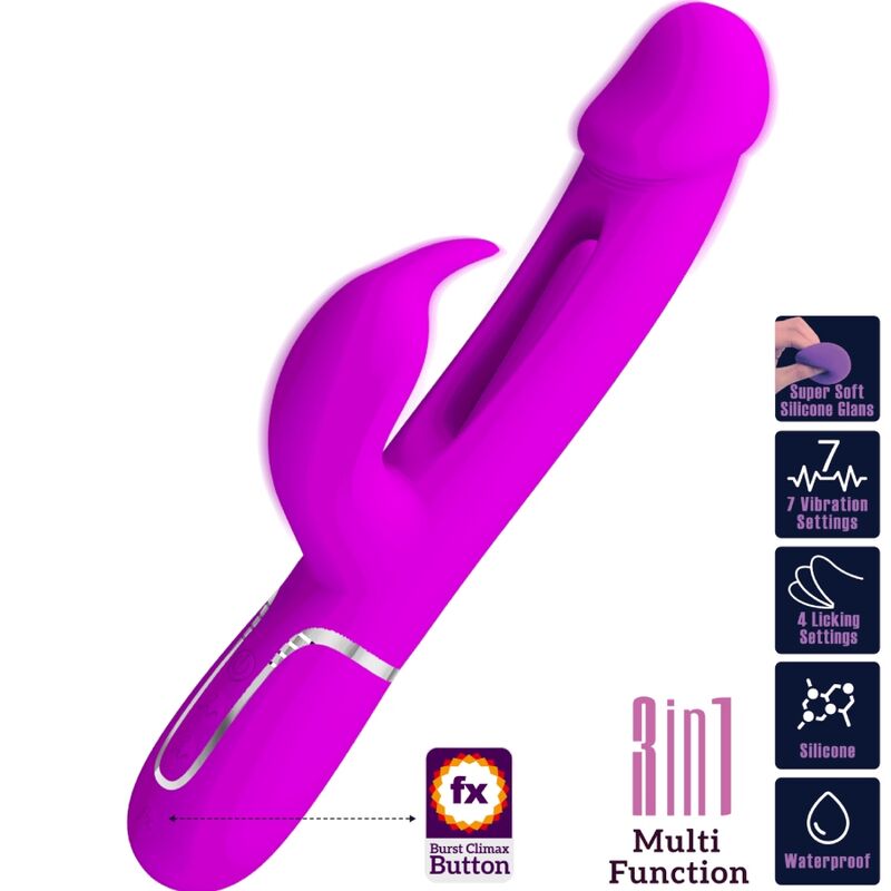 PRETTY LOVE - VIBRATORE DEJON RABBIT 3 IN 1 MULTIFUNZIONE FUCSIA