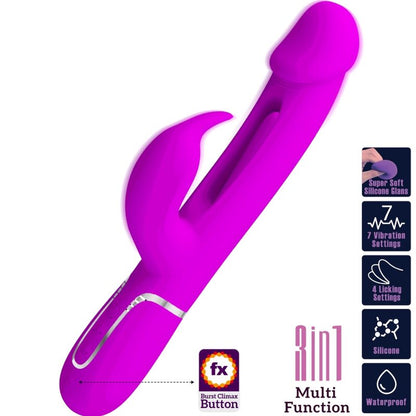 PRETTY LOVE - VIBRATORE DEJON RABBIT 3 IN 1 MULTIFUNZIONE VERDE ACQUA