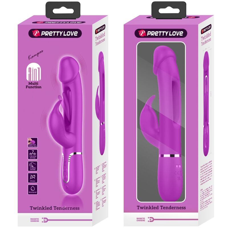 PRETTY LOVE - VIBRATORE DEJON RABBIT 3 IN 1 MULTIFUNZIONE FUCSIA