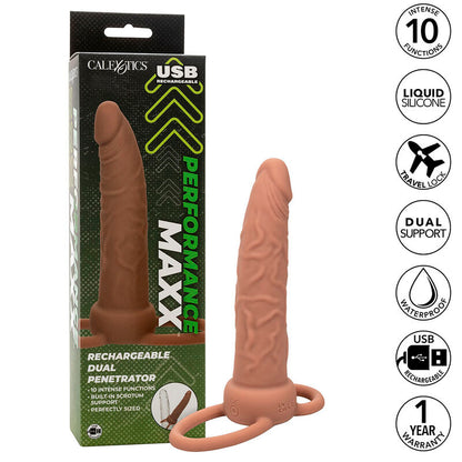 CALEXOTICS - PERFORMANCE MAXX RICARICABILE DOPPIO PENETRATORE MARRONE PELLE