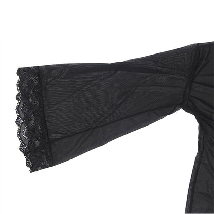 SUBBLIME - VESTAGLIA IN TESSUTO TRASPARENTE CON DETTAGLI IN PIZZO NERO S/M