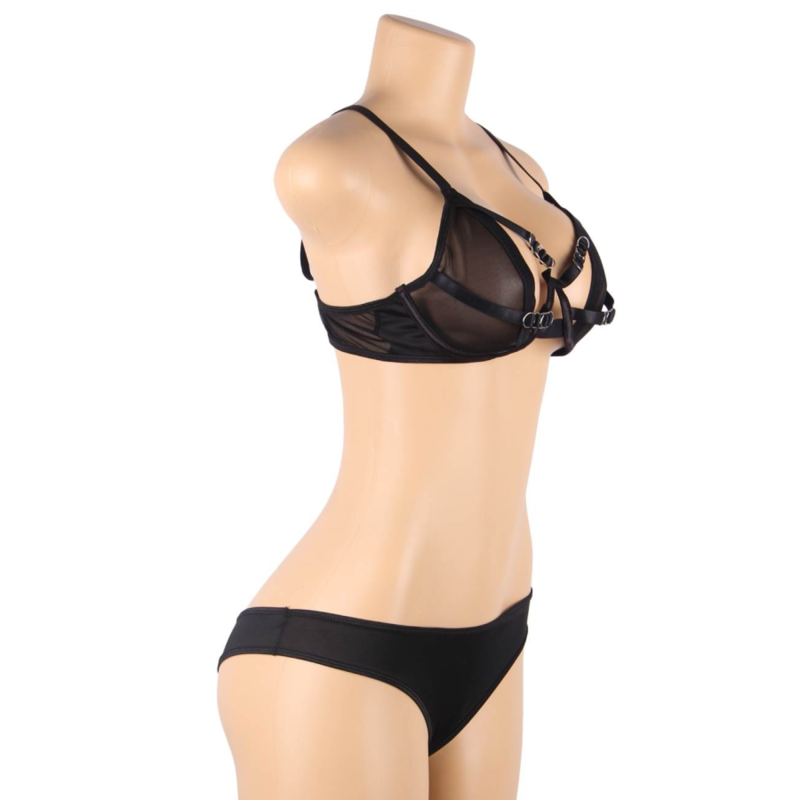 SUBBLIME - SET DUE PEZZI DI REGGISENO TRASPARENTE E STRISCE S/M