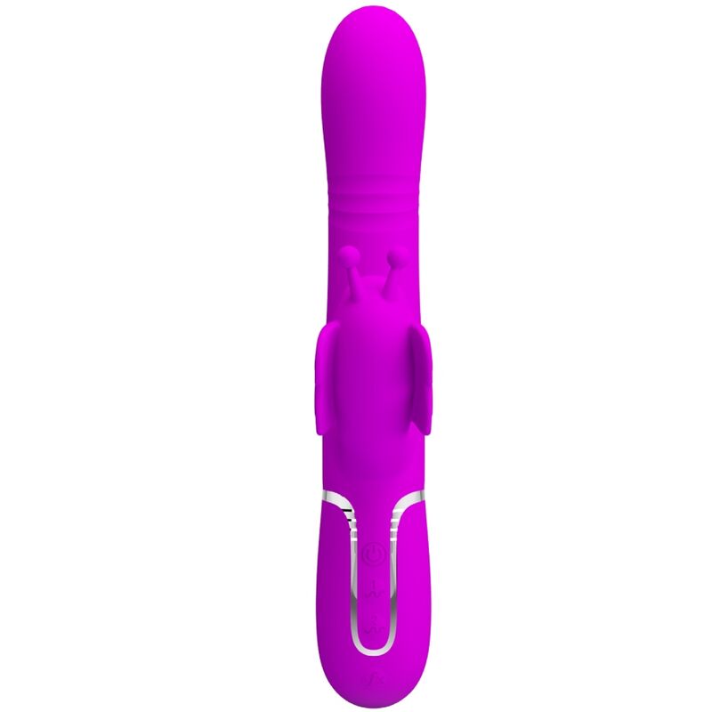 PRETTY LOVE - VIBRATORE MULTIFUNZIONE RABBIT 4 IN 1 FARFALLA FUCSIA