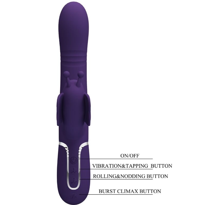 PRETTY LOVE - VIBRATORE MULTIFUNZIONE RABBIT 4 IN 1 FARFALLA VIOLA