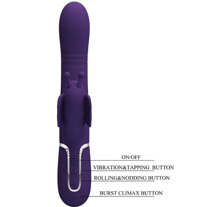 PRETTY LOVE - VIBRATORE MULTIFUNZIONE RABBIT 4 IN 1 FARFALLA VIOLA