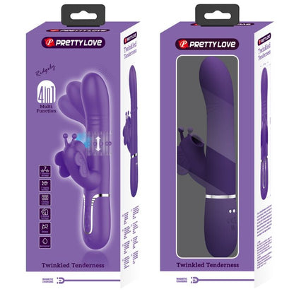 PRETTY LOVE - VIBRATORE MULTIFUNZIONE RABBIT 4 IN 1 FARFALLA VIOLA