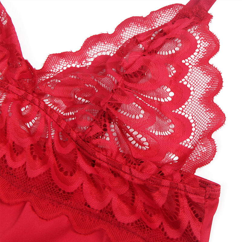 SUBBLIME - BABYDOLL IN RASO CON PIZZO ROSSO S/M