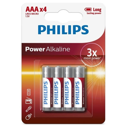 PHILIPS - BATTERIA POWER ALCALINA AAA LR03 CONFEZIONE DA 4