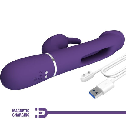 PRETTY LOVE - VIBRATORE MULTIFUNZIONE KAMPAS RABBIT 3 IN 1 CON LINGUA VIOLA