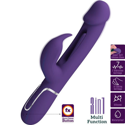 PRETTY LOVE - VIBRATORE MULTIFUNZIONE KAMPAS RABBIT 3 IN 1 CON LINGUA VIOLA