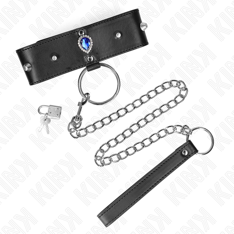 KINK - COLLANA 65 CM CON CINTURINO CON DIAMANTI BLU REGOLABILE 36-43 CM X 5 CM