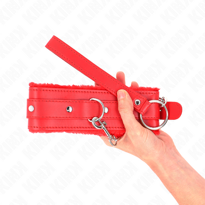 KINK - COLLARE CON GUINZAGLIO 65 CM CON RESTRIZIONI ROSSO 36-42 CM X 5,5 CM