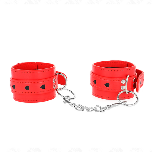 KINK - POLSO ROSSO CON INTARSIO A CUORE NERO REGOLABILE 21-28 CM X 5,5 CM