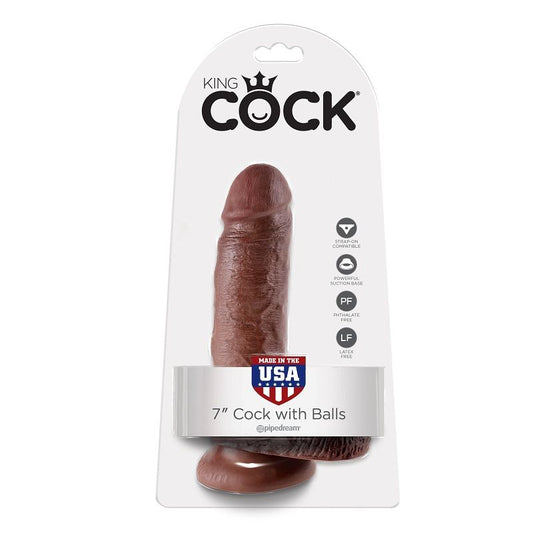 KING COCK - 7 DILDO MARRONE CON SFERE 17.8 CM