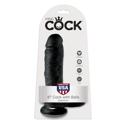 KING COCK - 8 DILDO NERO CON SFERE 20.3 CM