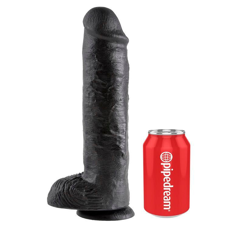 KING COCK - 11 DILDO NERO CON SFERE 28 CM