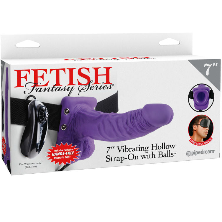 FETISH FANTASY SERIES - SERIES 7 HOLLOW STRAP-ON VIBRANTE CON SFERE 17.8CM VIOLA