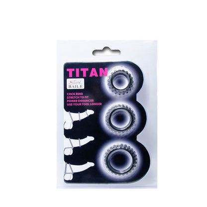 BAILE - TITAN SET 3 PZ ANELLI PER IL CAZZO NERO 2.8 + 2.4 + 1.9 CM