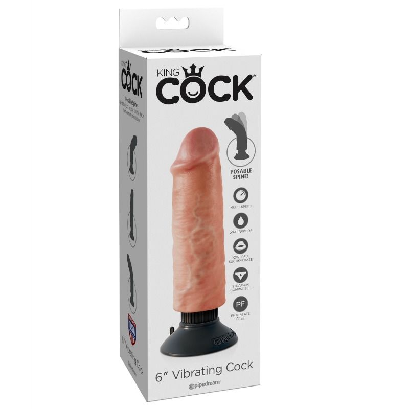 KING COCK - DILDO VIBRATORE 15.24 CM NATURALE