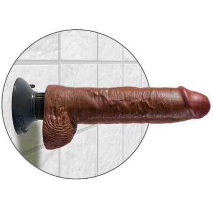 KING COCK - DILDO VIBRATORE CON TESTICOLI 25.5 CM COLORE MARRONE