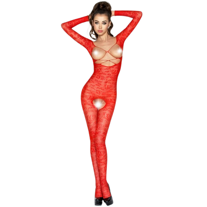 PASSION - WOMAN BS031 BODYSTOCKING ROSSO TAGLIA UNICA