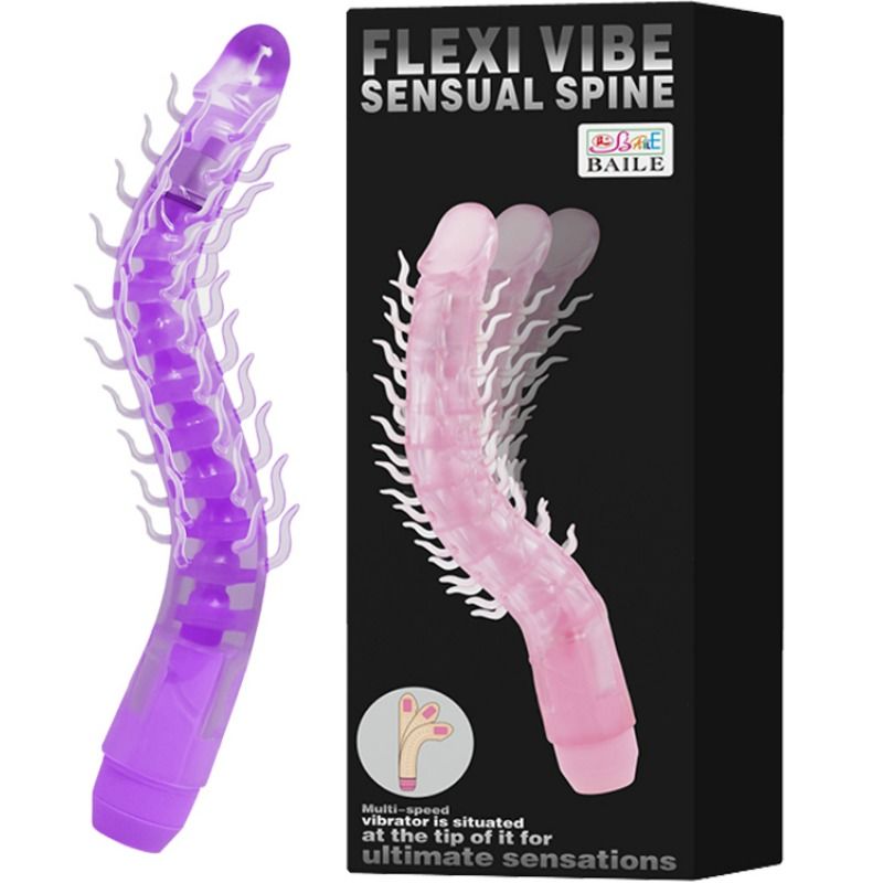 BAILE - DILDO VIBRANTE FLESSIBILE SENSUAL SPINE FLEXI VIBE LILLA 23.5 CM