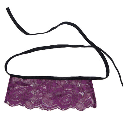 SUBBLIME - CORSET PERIZOMA E BLINDFOLD NERO E VIOLA S / M