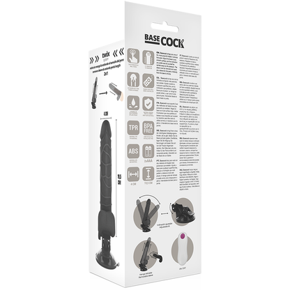 BASECOCK - VIBRATORE REALISTICO TELECOMANDO NATURALE CON TESTICOLI 19.5 CM -O- 4 CM