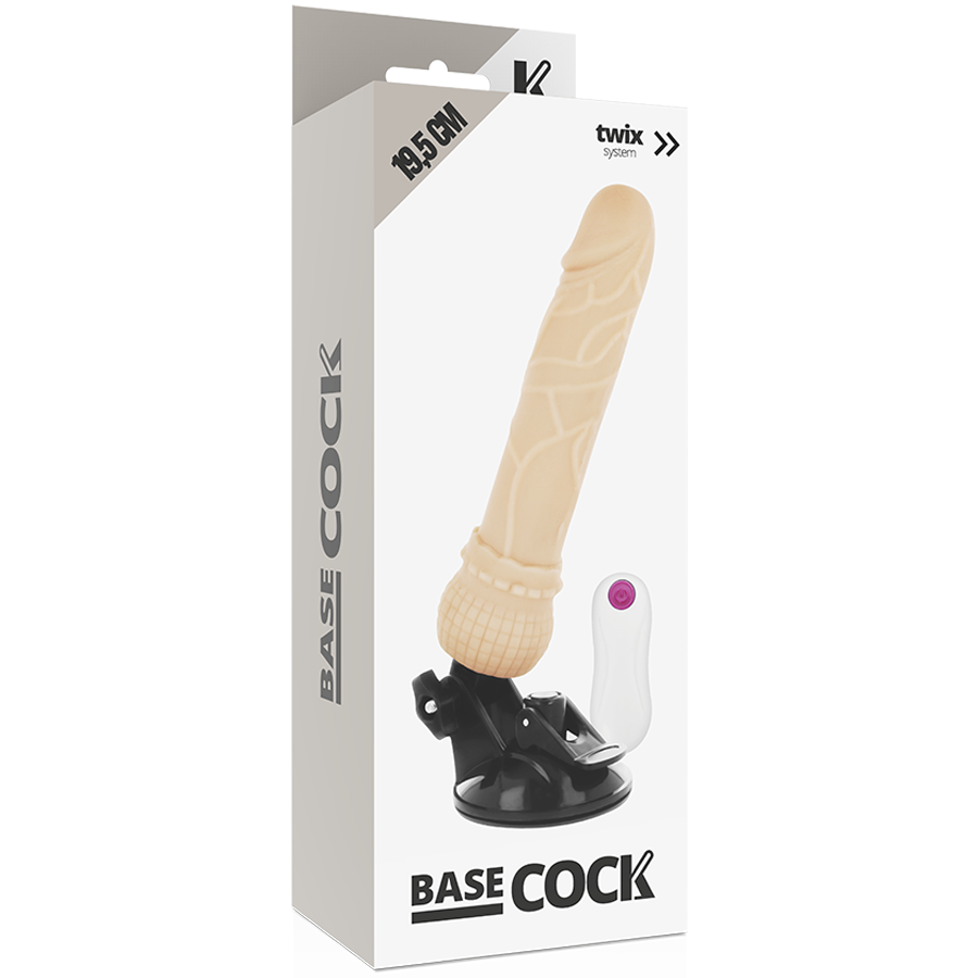 BASECOCK - VIBRATORE TELECOMANDO NATURALE REALISTICO 19.5 CM -O- 4 CM