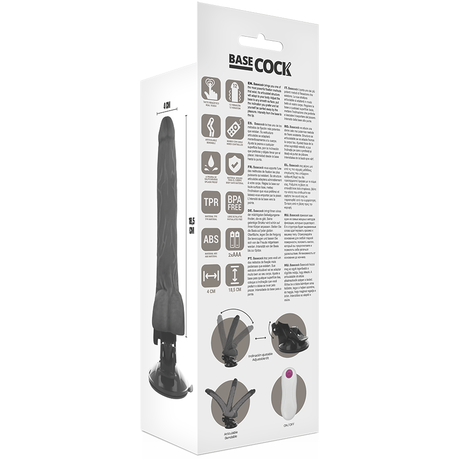 BASECOCK - VIBRATORE ARTICOLABILE TELECOMANDO NATURALE 18.5 CM -O- 4 CM