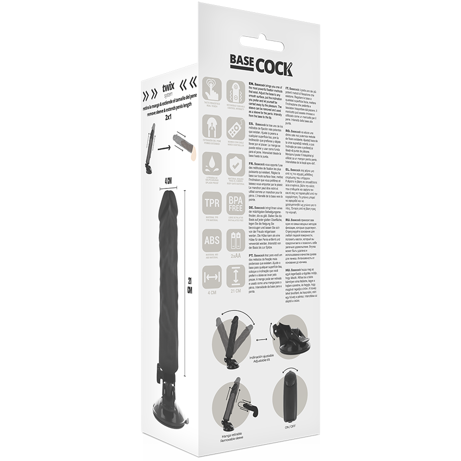 BASECOCK - VIBRATORE REALISTICO TELECOMANDO NATURALE 21 CM -O- 4 CM