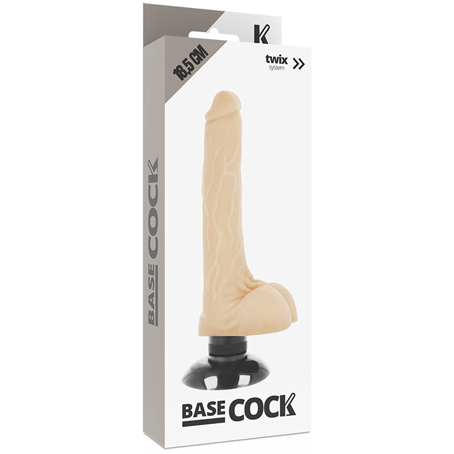 BASECOCK - VIBRATORE REALISTICO 2-1 NATURALE 18.5 CM -O- 4 CM