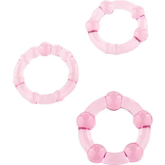 SEVEN CREATIONS - SET DI TRE ANELLI PER PENE ROSA