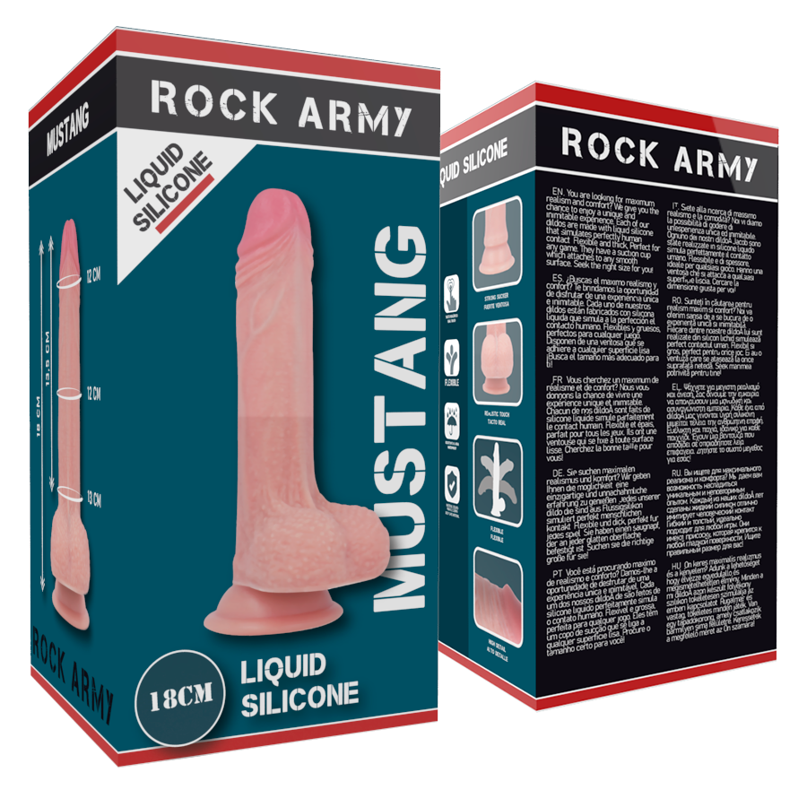 ROCKARMY - LIQUID SILICONE PREMIUM MUSTANG REALISTICO 18 CM -O- 4.14 CM