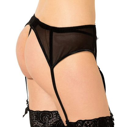 QUEEN LINGERIE - PERIZOMA CON GIARRETTIERA IN PIZZO NERO S/M