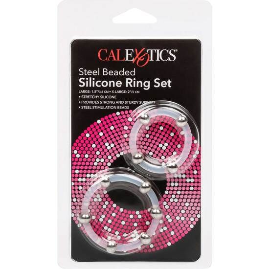 CALEXOTICS - SET DI ANELLI IN SILICONE CON PERLINE IN ACCIAIO