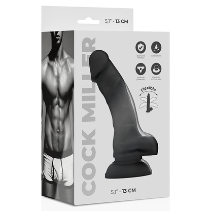 COCK MILLER - COCKSIL ARTICOLABILE IN SILICONE DENSIT NERO 13 CM