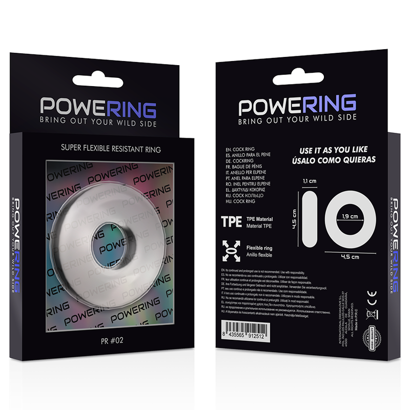 POWERING - ANELLO PER PENE SUPER FLESSIBILE E RESISTENTE 4,5 CM TRASPARENTE