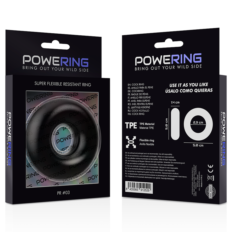 POWERING - ANELLO PER PENE SUPER FLESSIBILE E RESISTENTE 5CM PR03 NERO