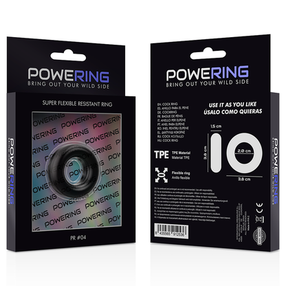 POWERING - ANELLO PER PENE SUPER FLESSIBILE E RESISTENTE 3,8 CM PR04 NERO