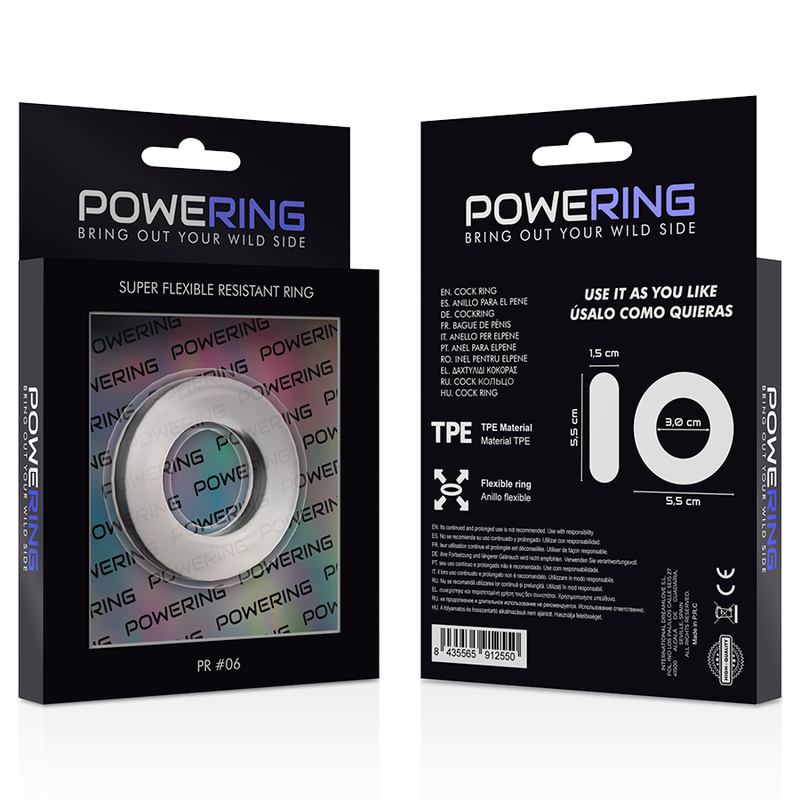 POWERING - ANELLO PER PENE SUPER FLESSIBILE E RESISTENTE 5,5 CM PR06 TRASPARENTE