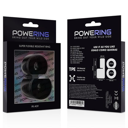 POWERING - ANELLO PER DOPPIO PENE SUPER FLESSIBILE E RESISTENTE PR09 NERO