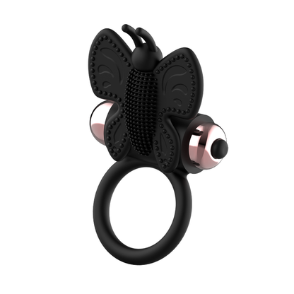 COQUETTE TOYS - ANELLO CAZZO FARFALLA CON VIBRATORE NERO/ORO