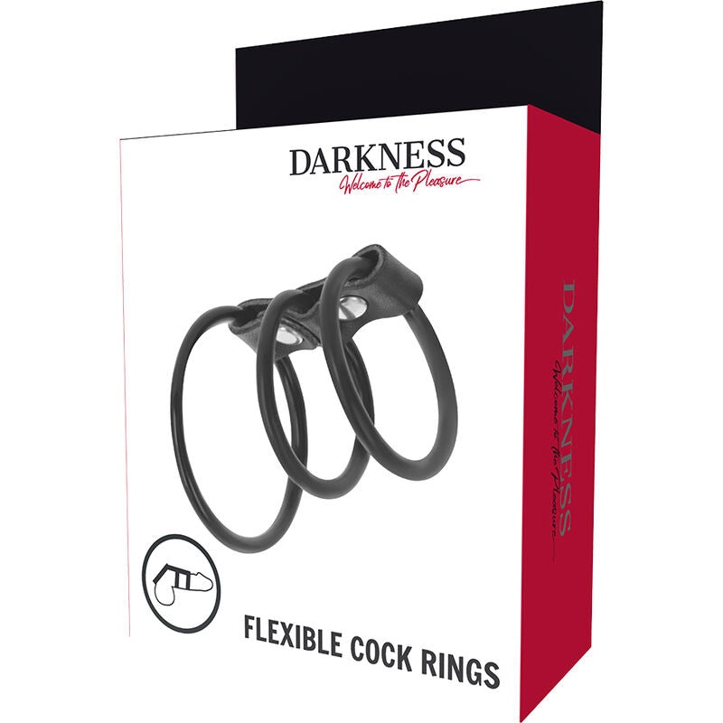 DARKNESS - SET DI 3 ANELLI PER PENE FLESSIBILI