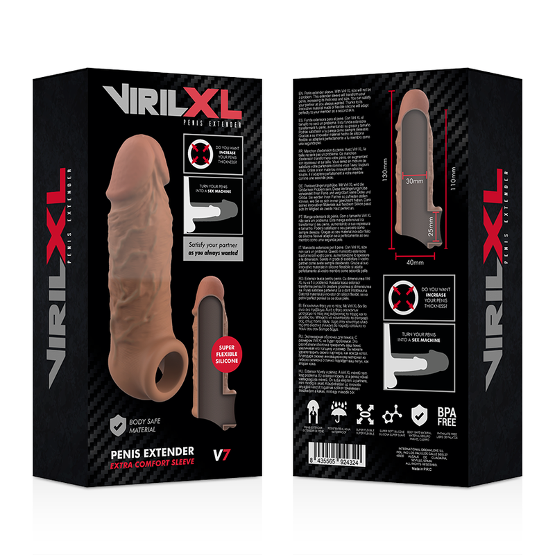 VIRILXL - ESTENSIONE DEL PENE IN SILICONE LIQUIDO V7 MARRONE