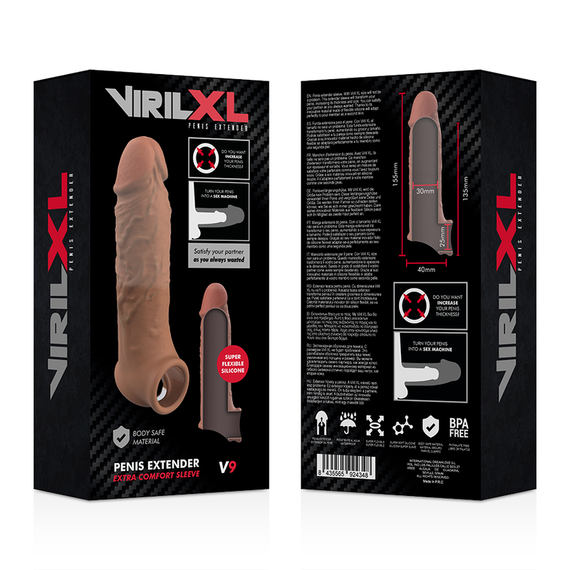 VIRILXL - ESTENSIONE DEL PENE IN SILICONE LIQUIDO V9 MARRONE