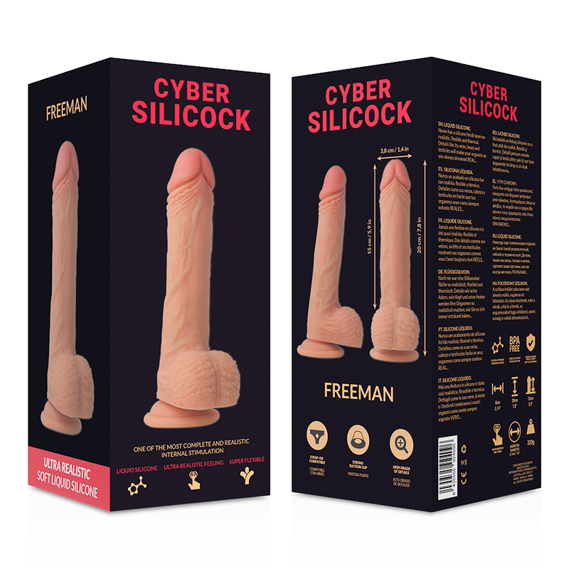 CYBER SILICOCK - SILICONE LIQUIDO MORBIDO ULTRA REALISTICO FREEMAN 20 CM -O- 3.8 CM