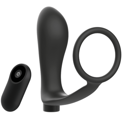 ADDICTED TOYS - ANELLO PER PENE CON TELECOMANDO PLUG ANALE NERO RICARICABILE